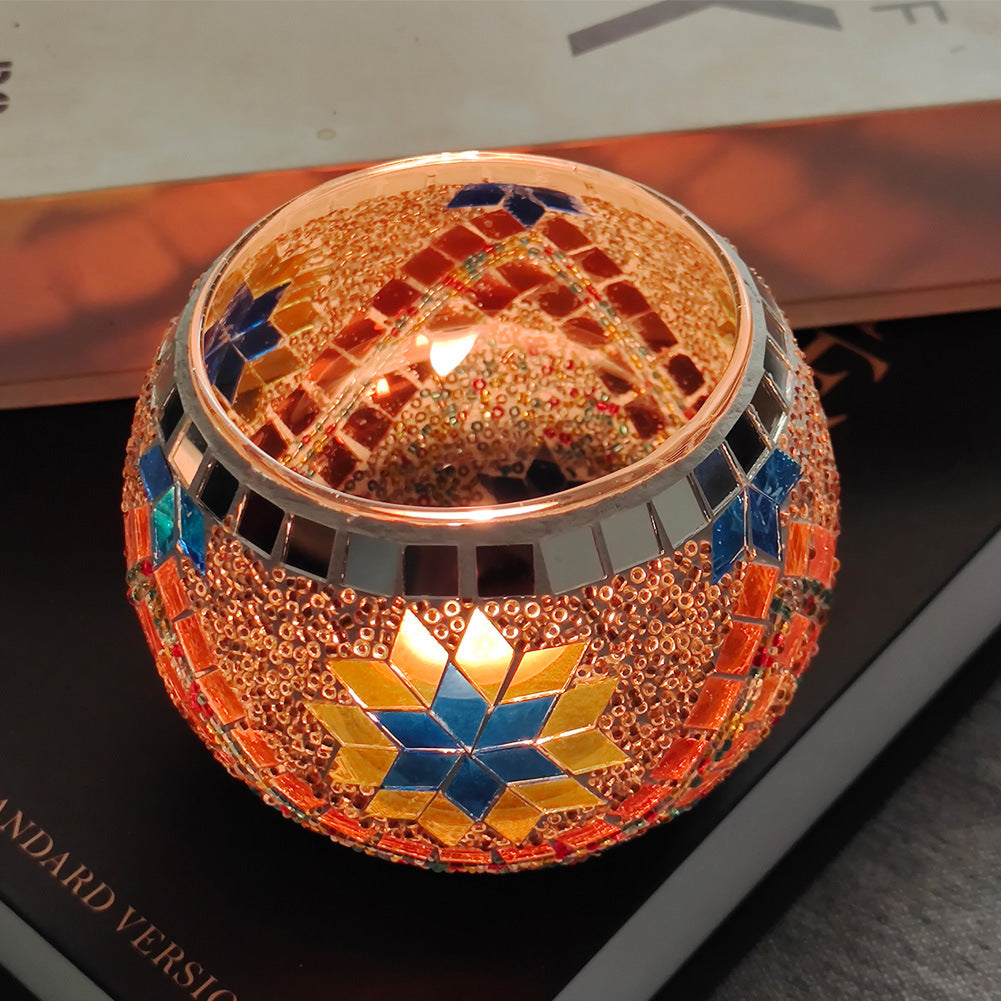 Junips | European Retro Glass Mosaic Tealight Holder