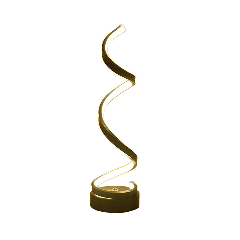Junips | Spiral Ribbon Metal Table Lamp Simplicity Black/White/Gold LED Work Lighting with Round Base in Warm/White Light
