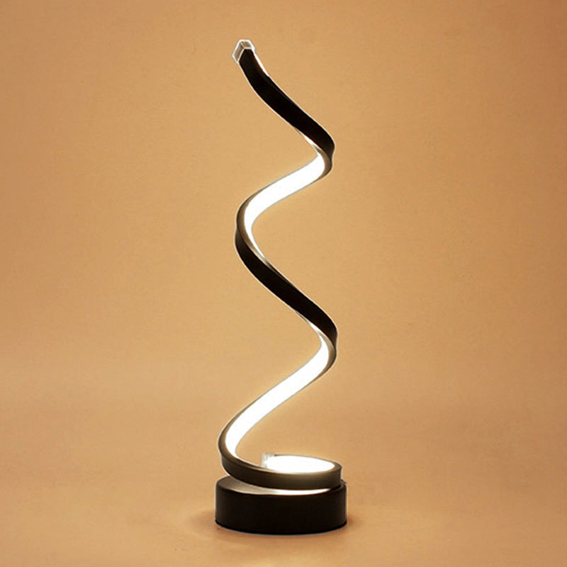 Junips | Spiral Ribbon Metal Table Lamp Simplicity Black/White/Gold LED Work Lighting with Round Base in Warm/White Light