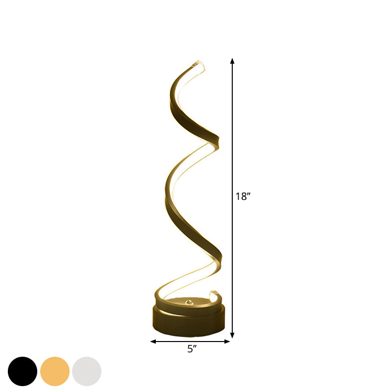 Junips | Spiral Ribbon Metal Table Lamp Simplicity Black/White/Gold LED Work Lighting with Round Base in Warm/White Light