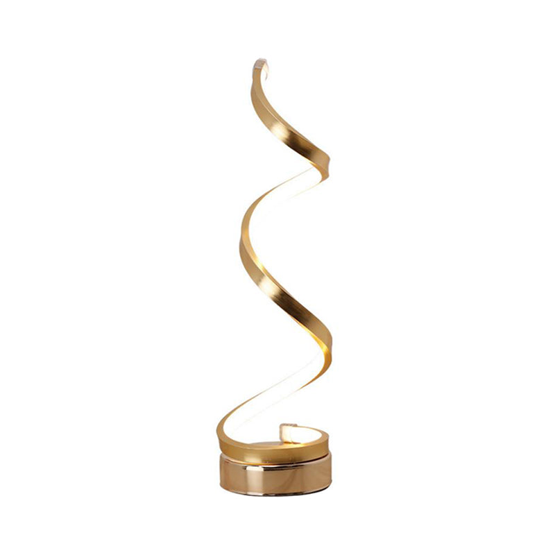 Junips | Spiral Ribbon Metal Table Lamp Simplicity Black/White/Gold LED Work Lighting with Round Base in Warm/White Light
