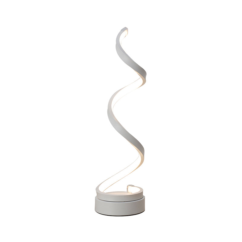 Junips | Spiral Ribbon Metal Table Lamp Simplicity Black/White/Gold LED Work Lighting with Round Base in Warm/White Light