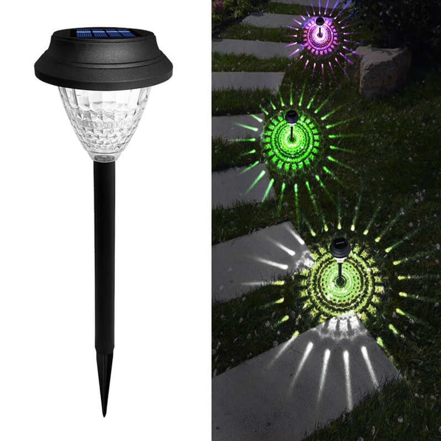 Junips | Solar waterproof circular divergent light shadow design LED outdoor garden decorative light