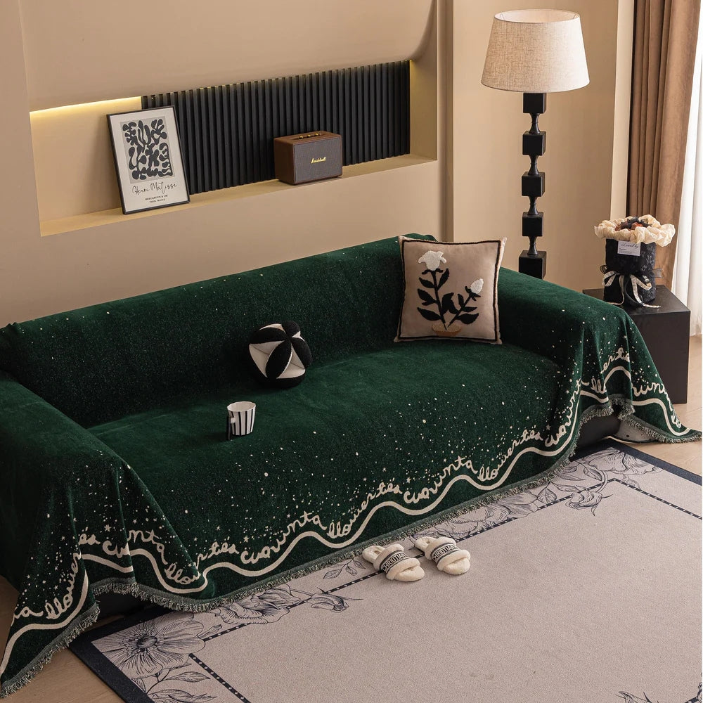 Junips | Cursive Glittering Chenille Sofa Cover