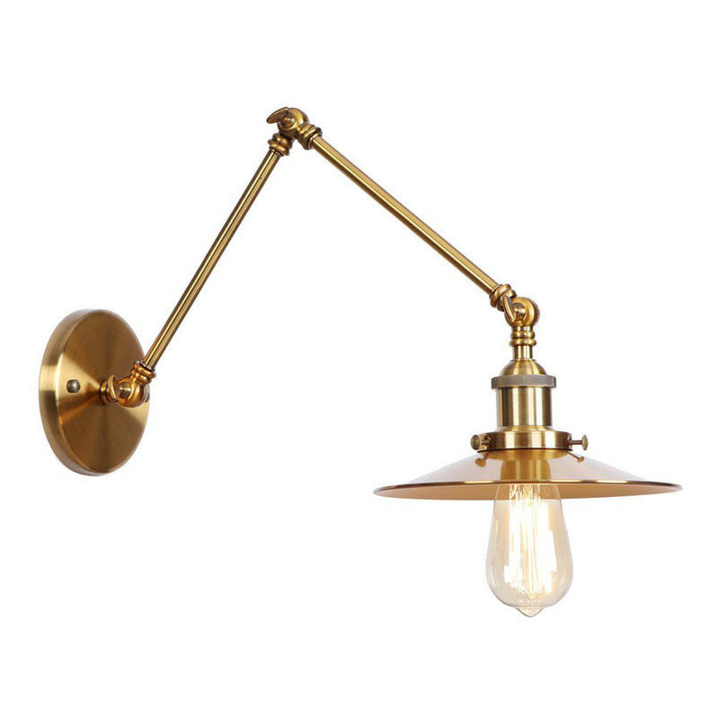Junips | Iron Brass Wall Lighting Scalloped/Horn/Cone Single 6"/8" Width Antique Wall Lamp with Swing Arm