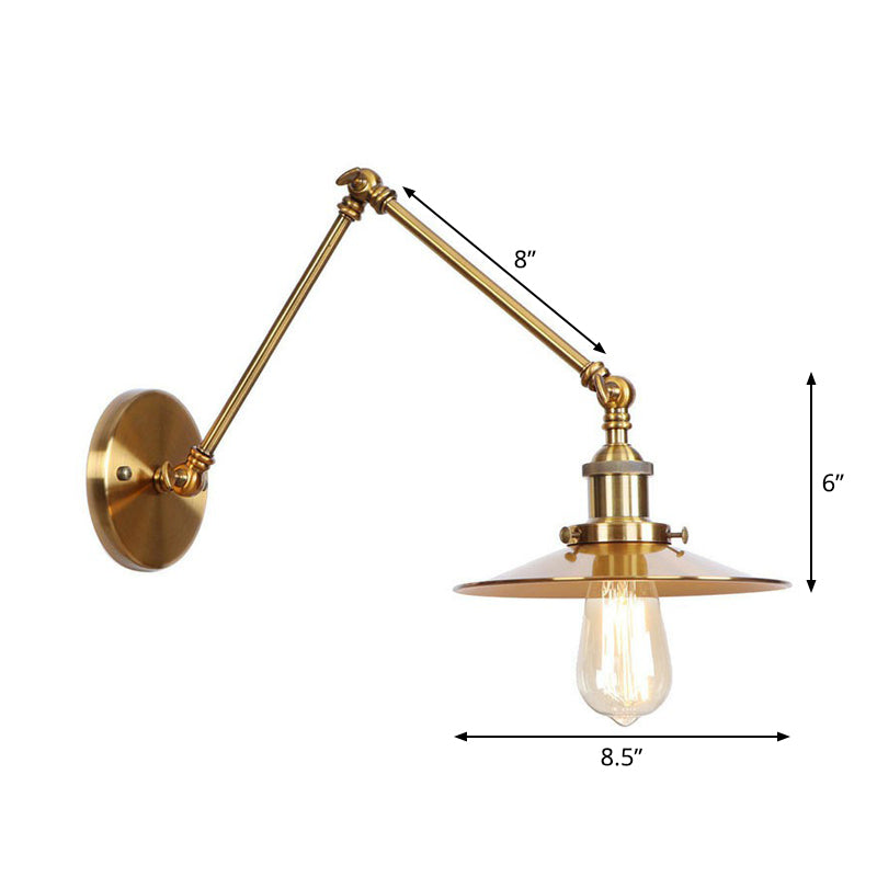 Junips | Iron Brass Wall Lighting Scalloped/Horn/Cone Single 6"/8" Width Antique Wall Lamp with Swing Arm