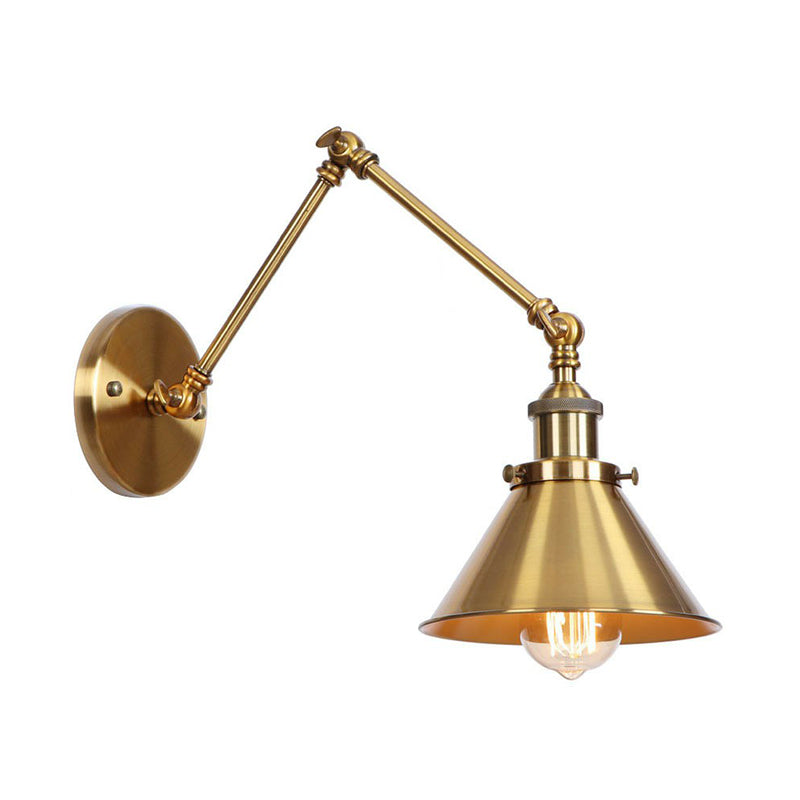 Junips | Iron Brass Wall Lighting Scalloped/Horn/Cone Single 6"/8" Width Antique Wall Lamp with Swing Arm