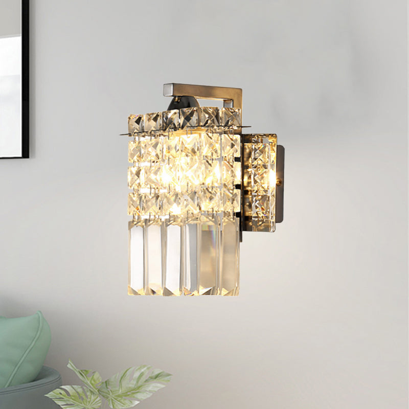Junips | Rectangular wall lamp crystal block wall sconce in chrome with crystal rod draping