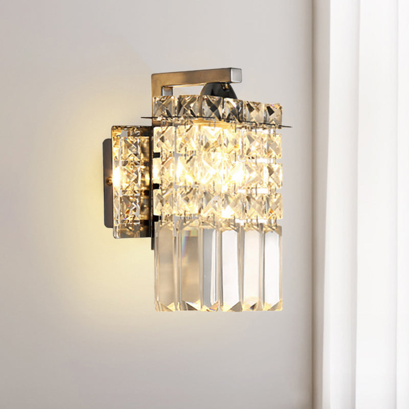 Junips | Rectangular wall lamp crystal block wall sconce in chrome with crystal rod draping