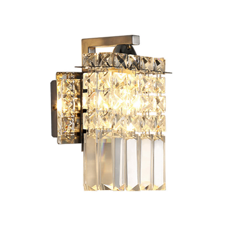 Junips | Rectangular wall lamp crystal block wall sconce in chrome with crystal rod draping