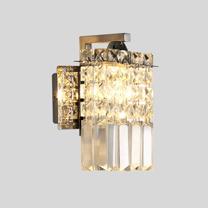 Junips | Rectangular wall lamp crystal block wall sconce in chrome with crystal rod draping