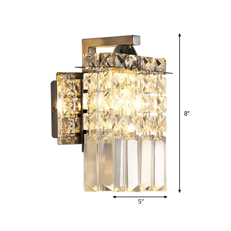 Junips | Rectangular wall lamp crystal block wall sconce in chrome with crystal rod draping