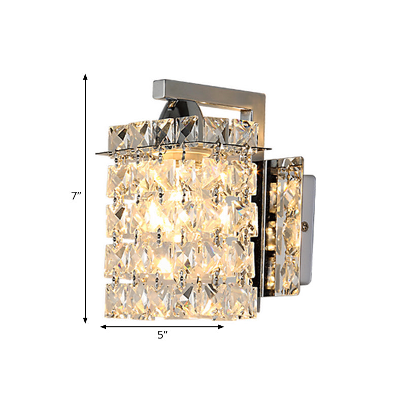 Junips | Rectangular wall lamp crystal block wall sconce in chrome with crystal rod draping
