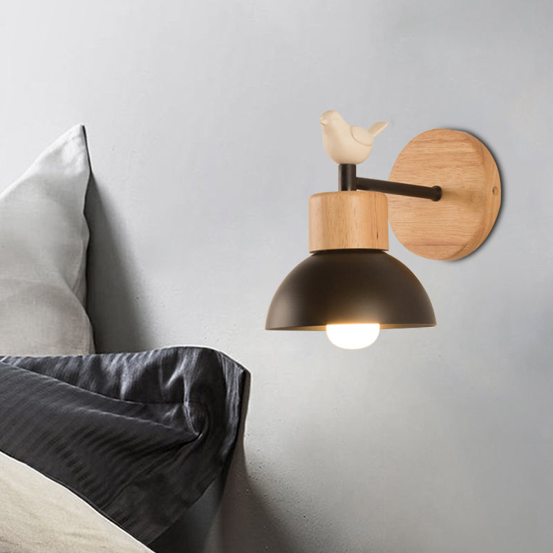 Junips | NordicDome - Metal and Wood Wall Lamp with Bird for the Children's Room
