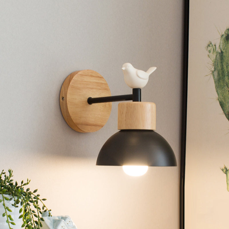 Junips | NordicDome - Metal and Wood Wall Lamp with Bird for the Children's Room
