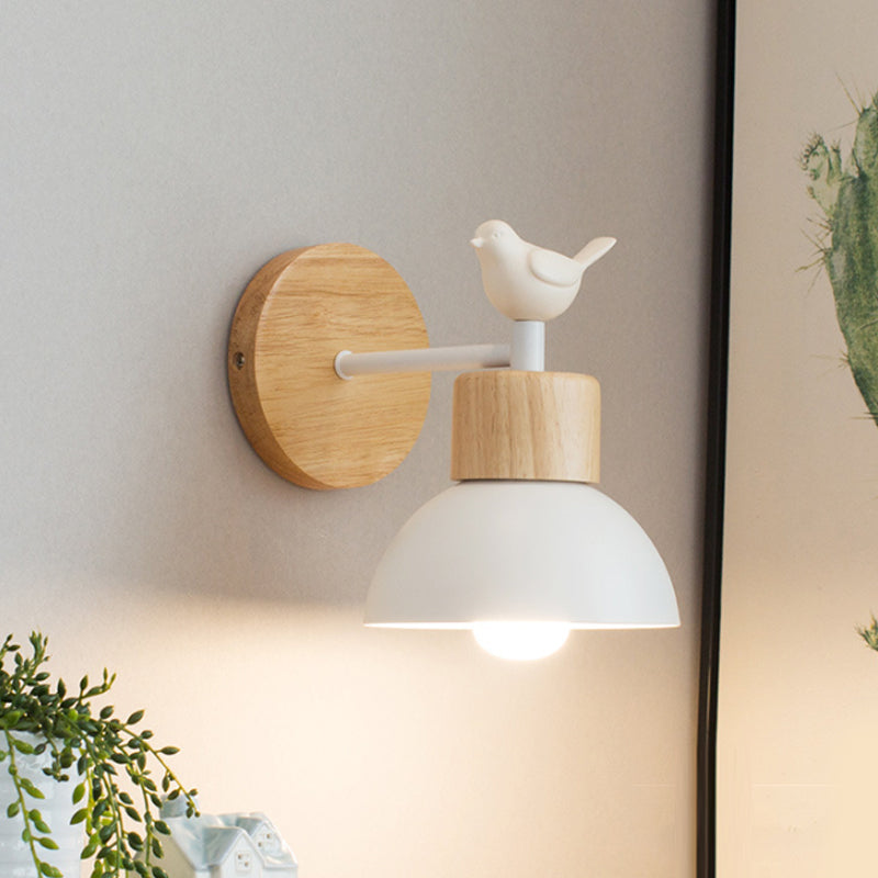 Junips | NordicDome - Metal and Wood Wall Lamp with Bird for the Children's Room