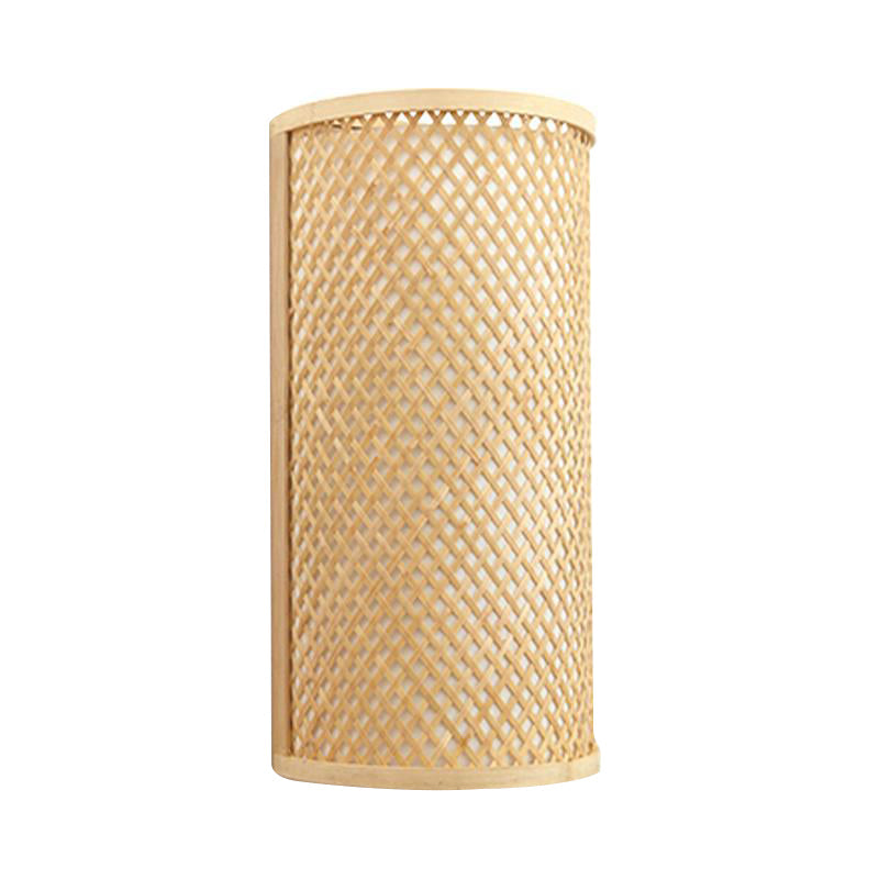 Junips | Half-cylindrical wall lamp for flush mounting Minimalist bamboo 1 head hallway wall light in beige