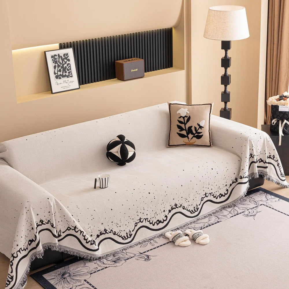 Junips | Cursive Glittering Chenille Sofa Cover