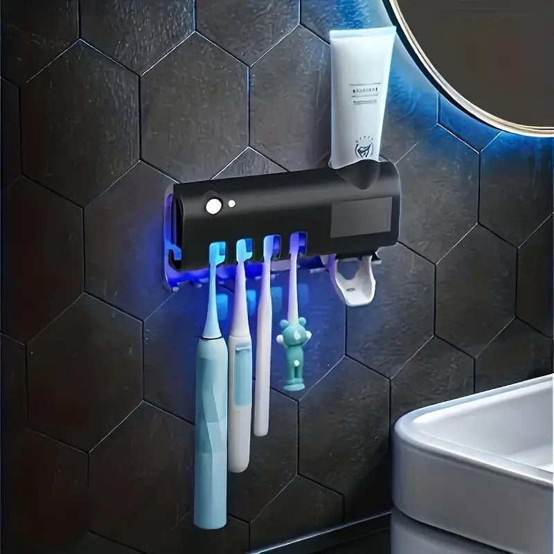 Junips | Smart UV Light Sterilizer Toothbrush Holder, Wall Mounted Toothpaste Dispenser