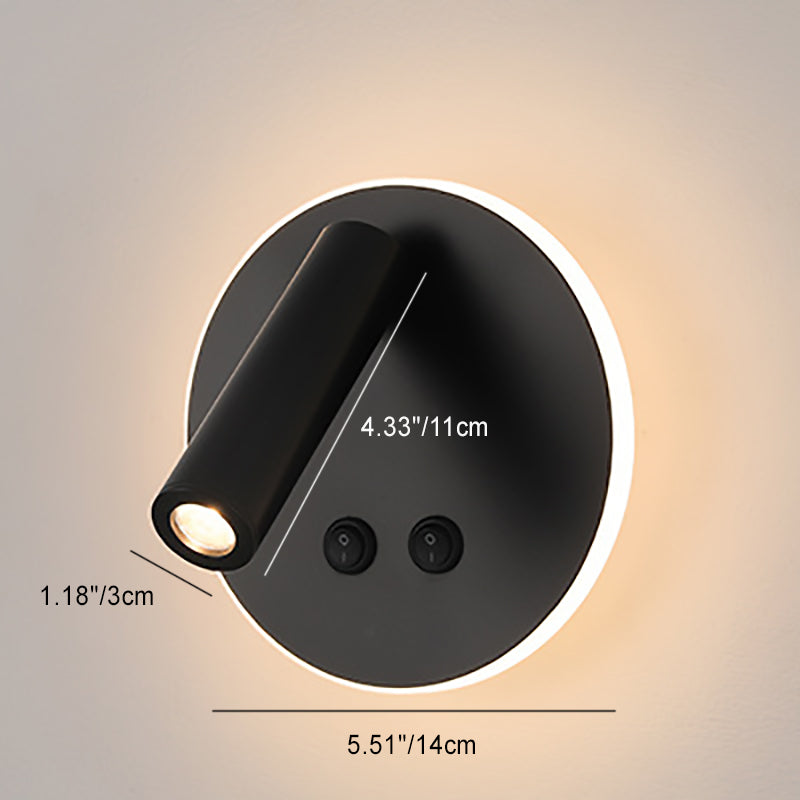 Junips | Modern Minimalistic Rectangular Round Iron Aluminum LED Wall Lamp For Bedroom