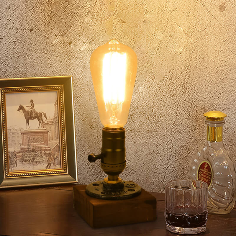Junips | Vintage Industrial Iron Light Bulb 1-Light Table Lamp