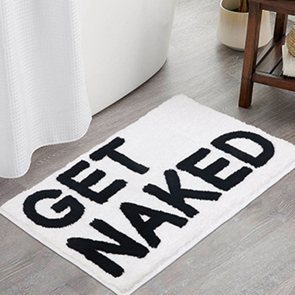 Junips | Feblilac Get Naked White Floor Bathroom Mat, 50x80cm Bathroom Rug, Plush Water-Absorbent, Non-Slip Toilet Mat, Artificial Bathroom Mats, Best Bath Rugs
