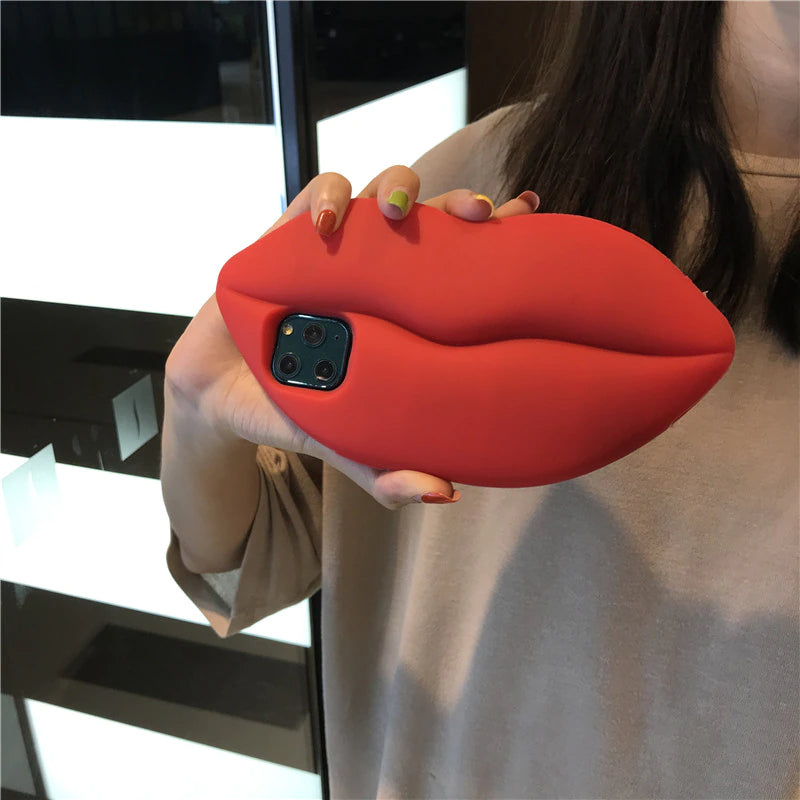 Junips | 3D Big Red Lip Mouth Kiss Soft Silicone Shoulder Iphone Cases