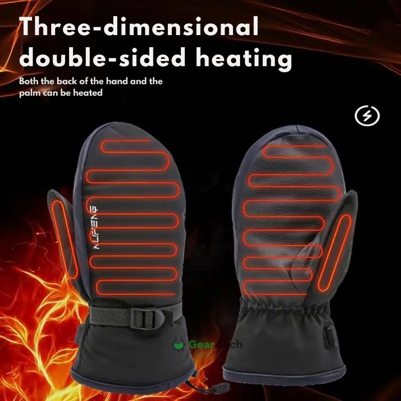Junips | Electric Heating Gloves | Integrated 10,000 mAh Power Bank | Dual-Sided Carbon Fiber Heating Elements | 3-Stage Thermal Control | Waterproof Down-Fabric & Anti-Slip PU Palm