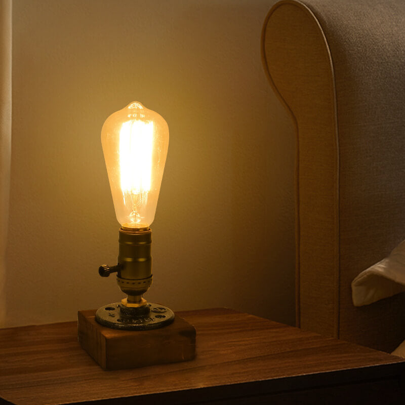 Junips | Vintage Industrial Iron Light Bulb 1-Light Table Lamp