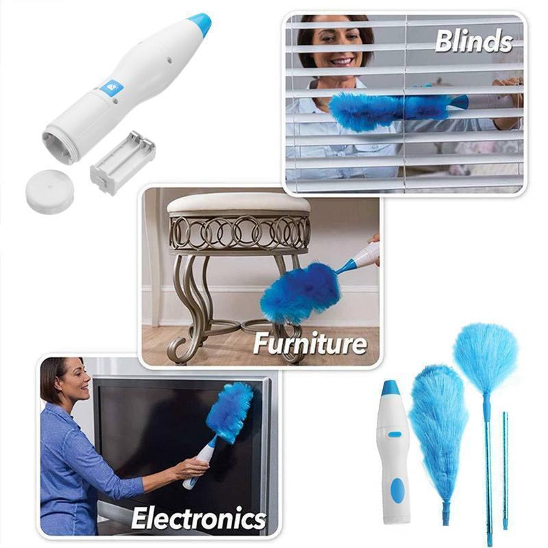 Junips | 360° rotating electric spin duster motorized dust cloth with 2 brushes