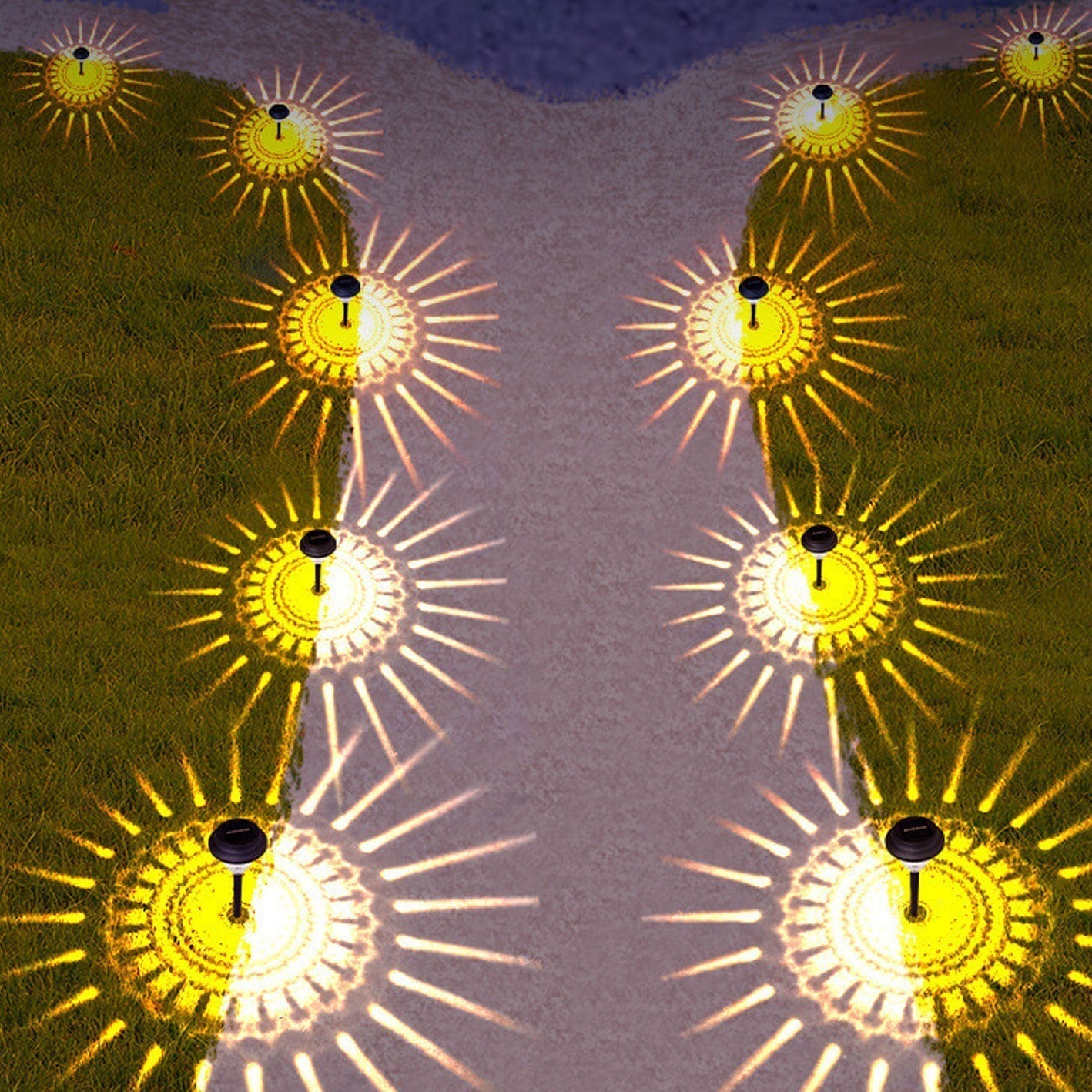 Junips | Solar waterproof circular divergent light shadow design LED outdoor garden decorative light