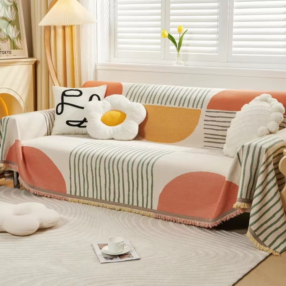 Junips | Meringue Chenille Geometry Sofa Cover