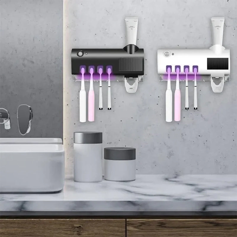 Junips | Smart UV Light Sterilizer Toothbrush Holder, Wall Mounted Toothpaste Dispenser