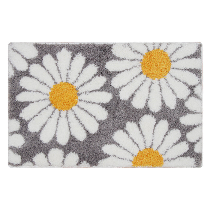Junips | Feblilac Sweet Daisy Bath Mat, Purple Flower Carpet Bathroom