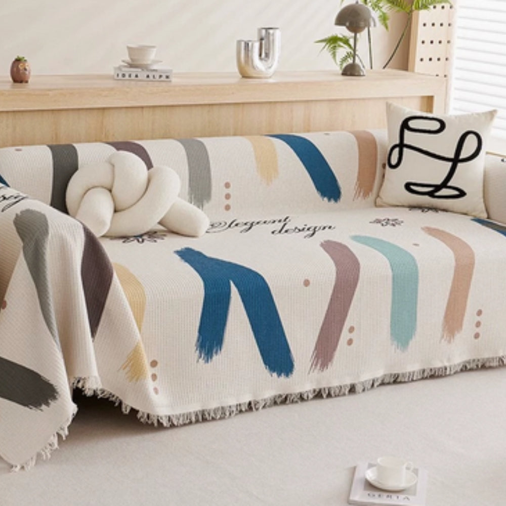 Junips | Lumiere Abstract Tasseled Sofa Cover