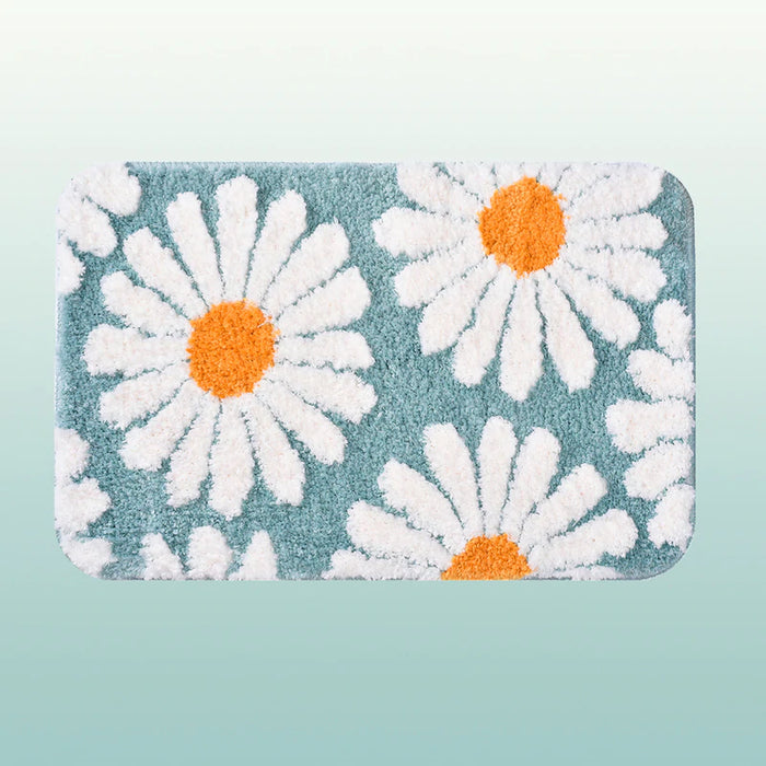 Junips | Feblilac Sweet Daisy Bath Mat, Purple Flower Carpet Bathroom
