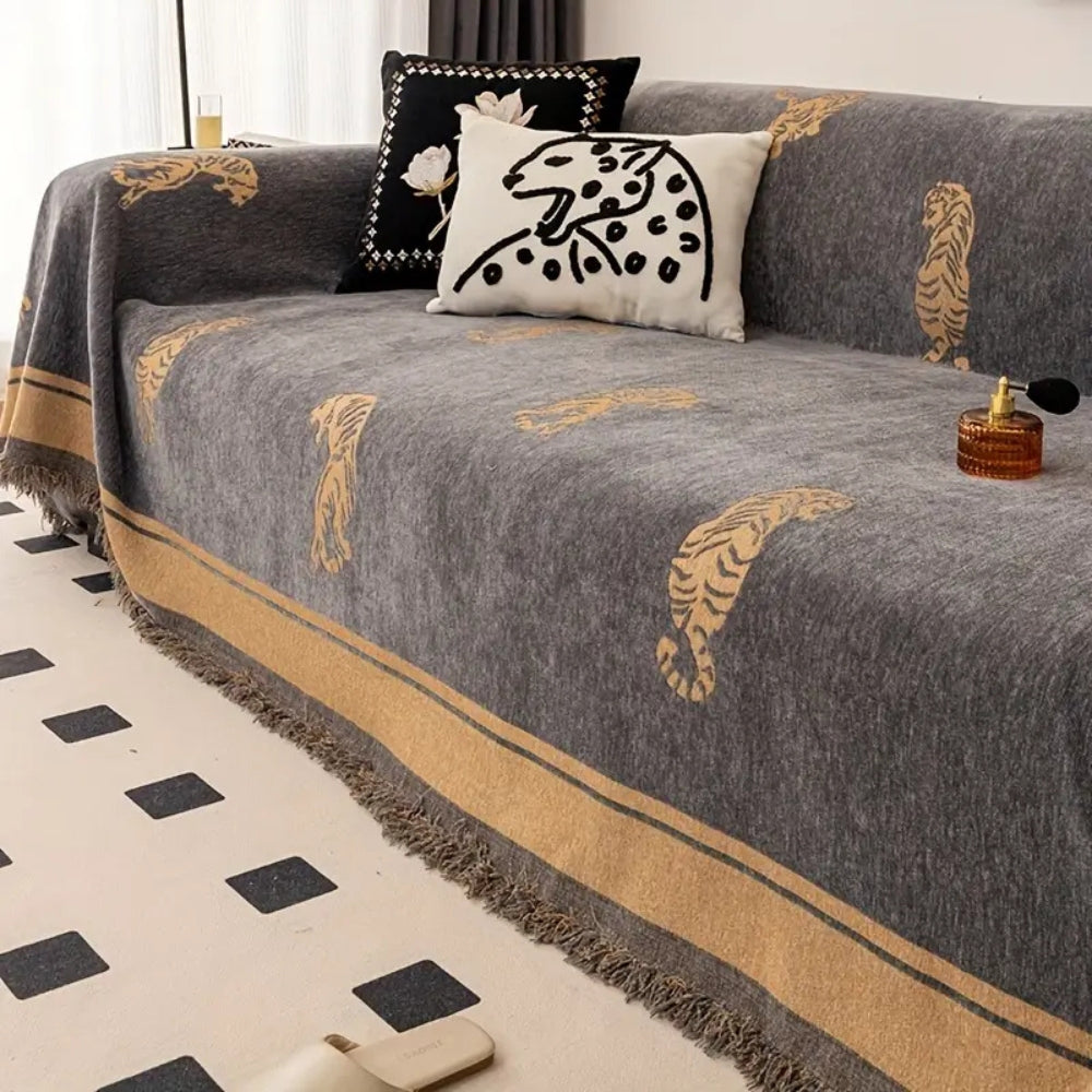 Junips | Safari Tiger Chenille Sofa Cover