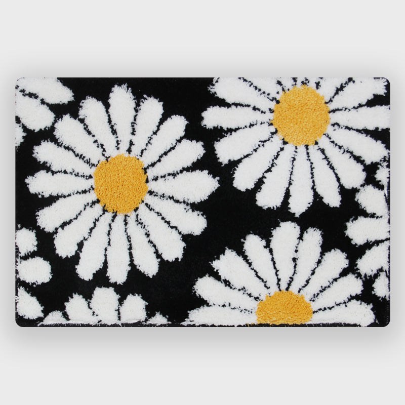 Junips | Feblilac Sweet Daisy Bath Mat, Purple Flower Carpet Bathroom