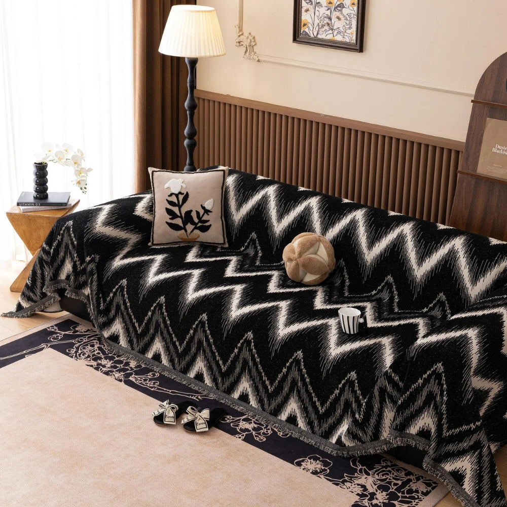 Junips | Ochre Streak Textured Sofa Cover