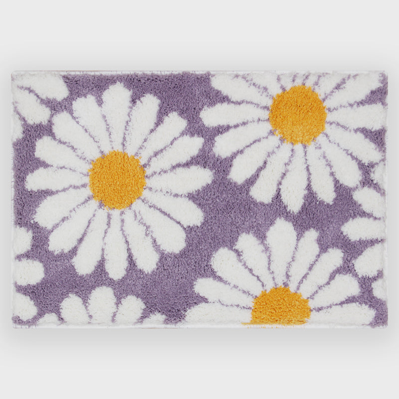 Junips | Feblilac Sweet Daisy Bath Mat, Purple Flower Carpet Bathroom