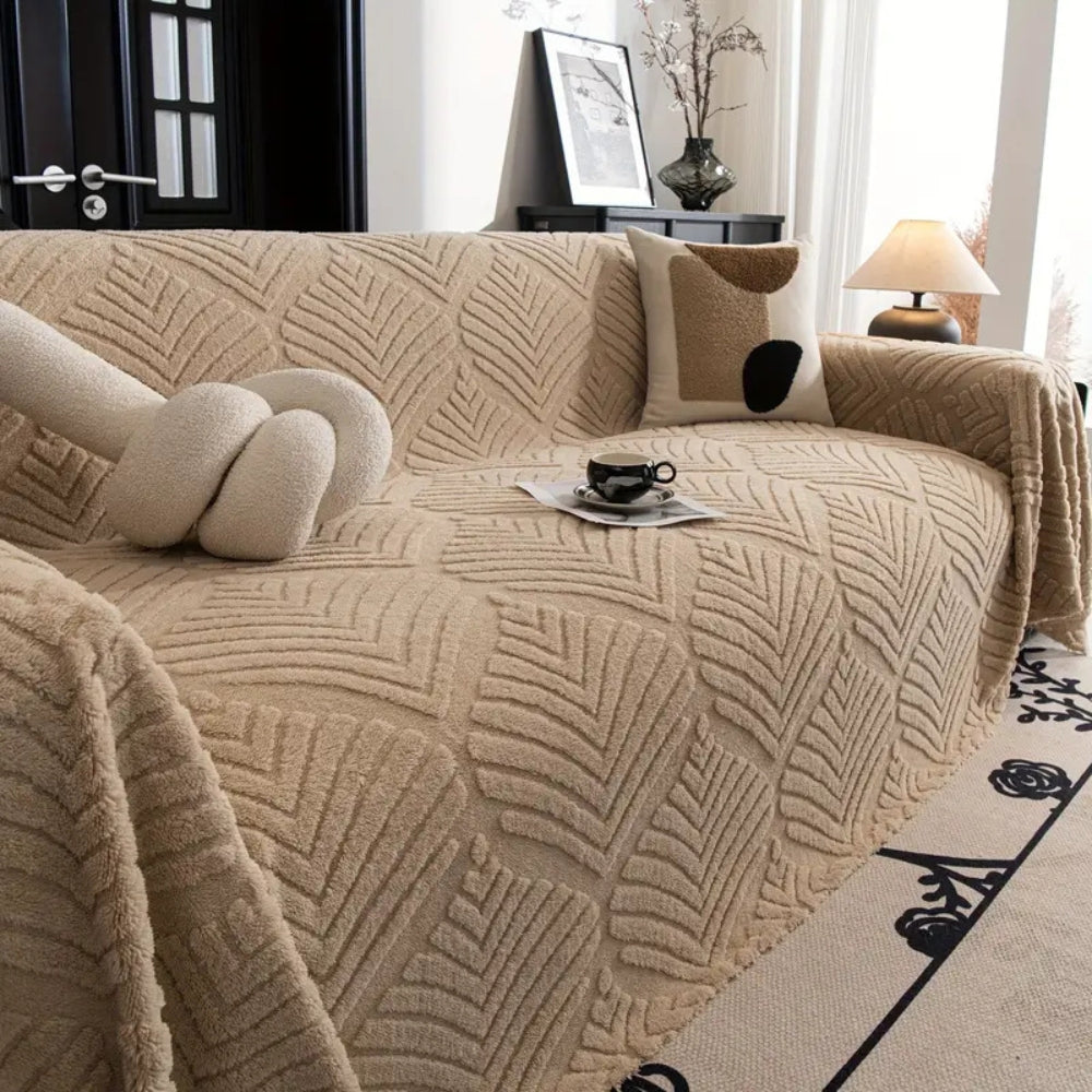 Junips | Herringbone Leaf Design Fleece Sofa Cover