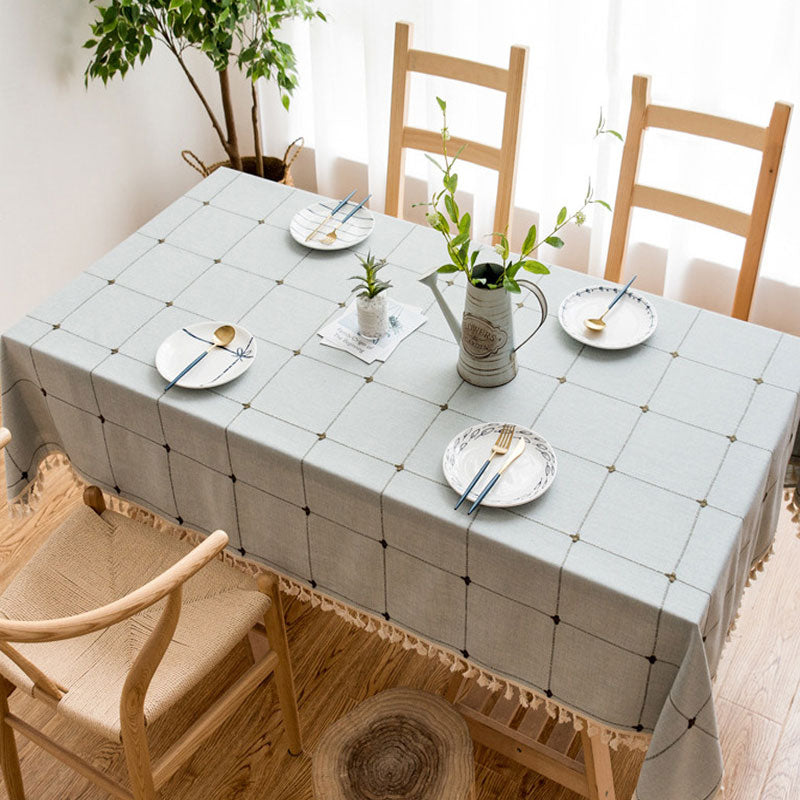 Junips | Waterproof Oil-resistant Rectangular Tablecloth Cotton Linen Wrinkle-resistant Tablecloth for Kitchen Dining Room Buffet Party