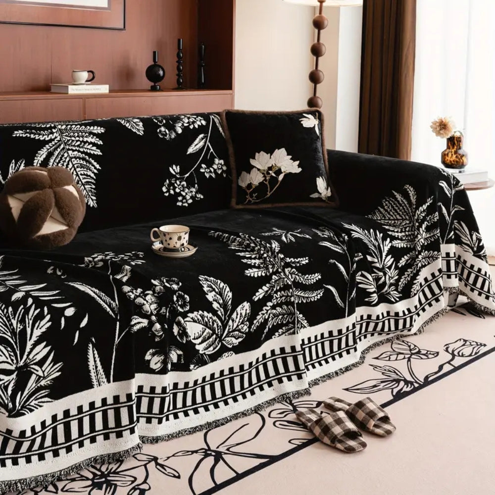 Junips | Foliage Floral Chenille Sofa Cover
