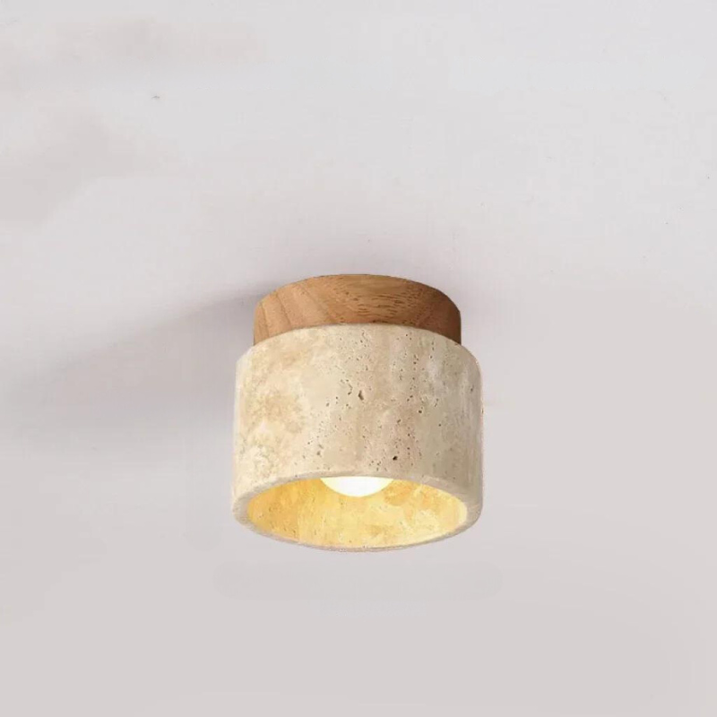 Junips | LysSten – Built-in travertine chandelier for hallways and staircases