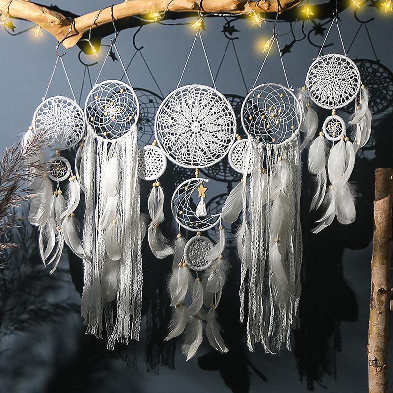 Junips | Dream catcher moon and stars hang over the bed (5 pieces)