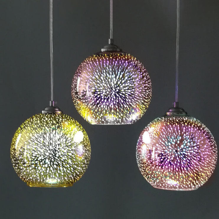 Junips | Modern creative 3D colorful firework glass 1-light dome pendant lamp