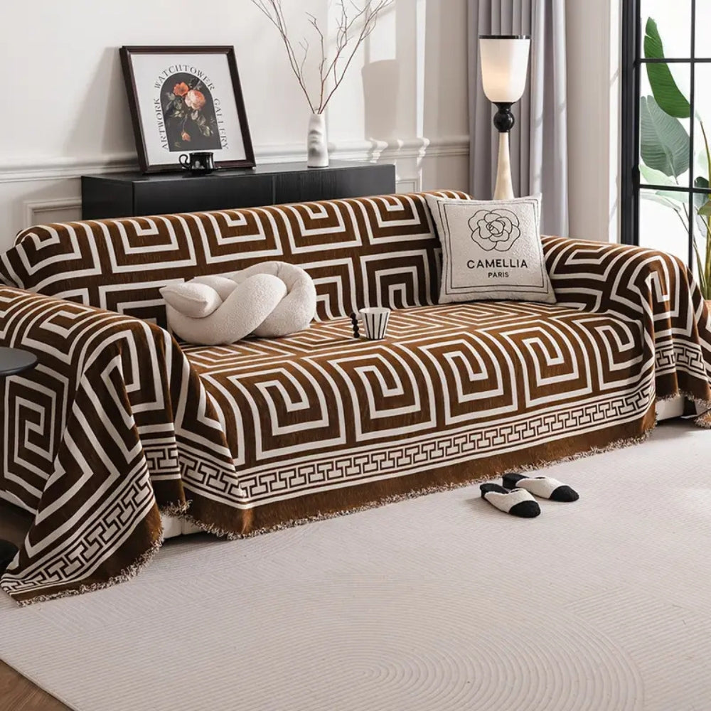 Junips | Meander Tassels Chenille Sofa Cover