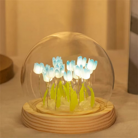 Junips | Handmade Artificial Tulip LED Night Light Bedside Table Lamp for Bedroom and Gift Decor