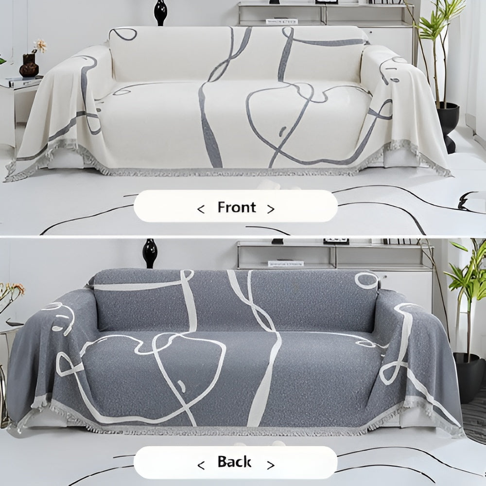 Junips | Abstract Line Reversible Chenille Sofa Cover