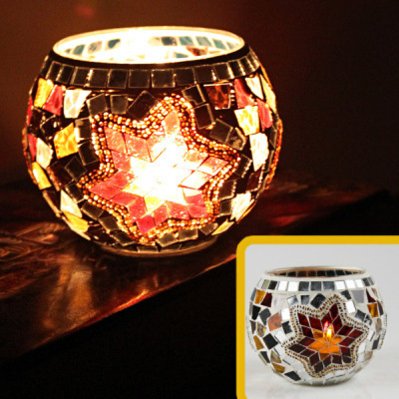 Junips | European Retro Glass Mosaic Tealight Holder